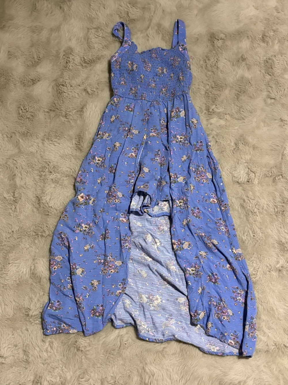 Art Class Lavender Floral Maxi Dress with Smocked Bodice